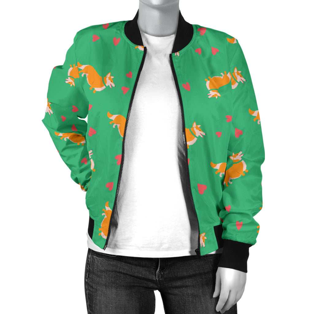 Cardigan Welsh Corgis Pattern Print Design 03 Women's Bomber Jacket