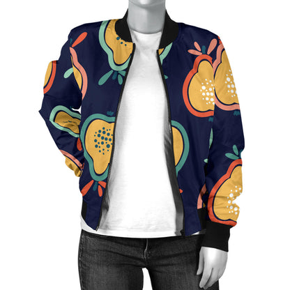 Pear Pattern Print Design PE03 Women Bomber Jacket