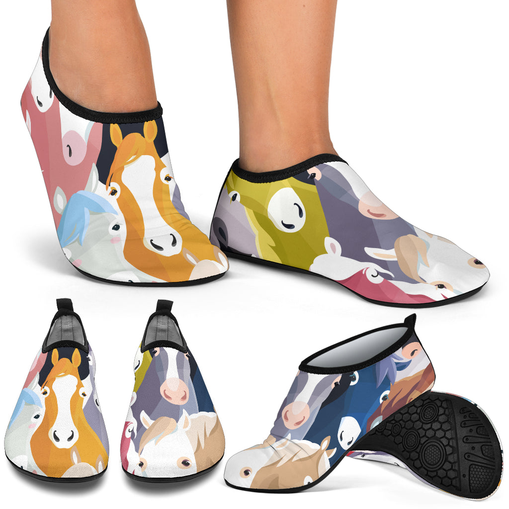 Colorful Horse Pattern Aqua Water Shoes