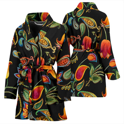 Tulip Boho Pattern Print Design TP09 Women Bathrobe