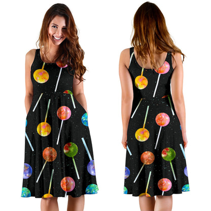 Lollipop Pattern Print Design LL04 Midi Dress