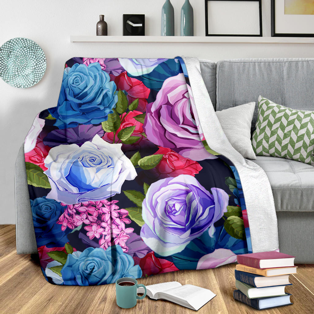 Rose Pattern Print Design RO09 Fleece Blanket