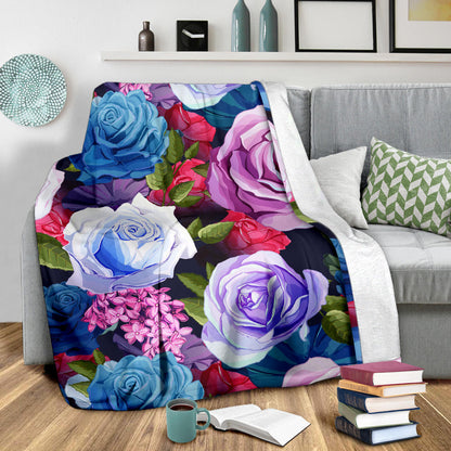 Rose Pattern Print Design RO09 Fleece Blanket