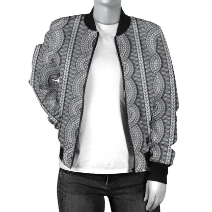 Cable Knit Pattern Print Design 01 Women's Bomber Jacket