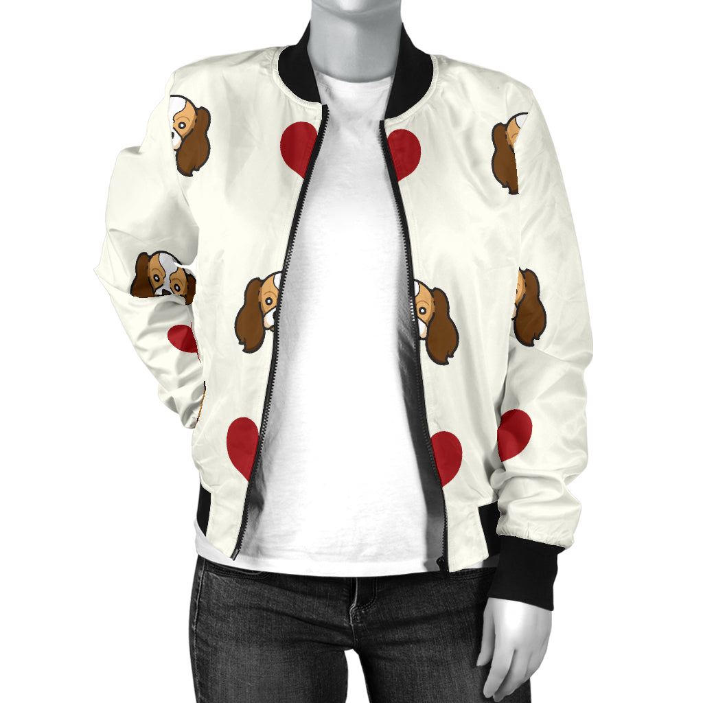 Cavalier King Charles Spaniels Pattern Print Design 01 Women's Bomber Jacket