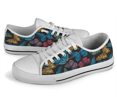 Butterfly Mandala Style White Bottom Low Top Shoes