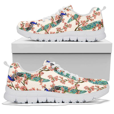 Cherry Blossom Peacock Sneakers White Bottom Shoes