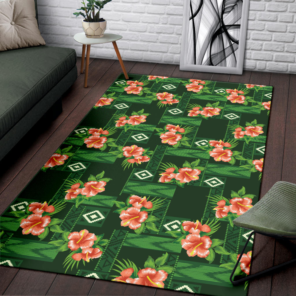 Hibiscus Pattern Print Design HB05 Area Rugs