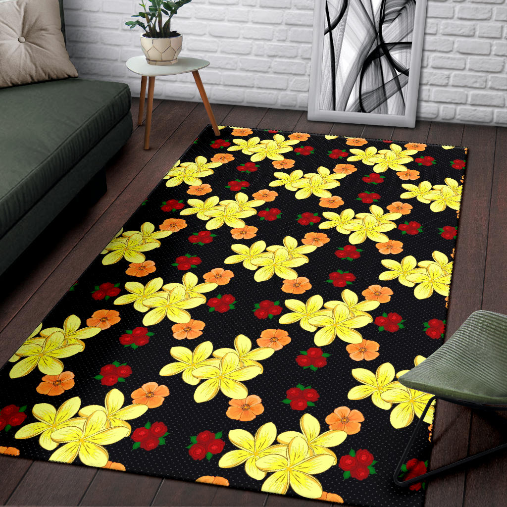 Yellow Plumeria Pattern Print Design PM04 Area Rugs