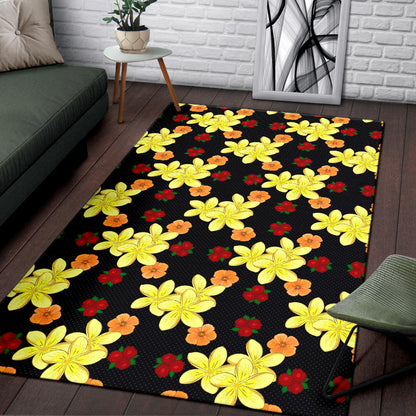 Yellow Plumeria Pattern Print Design PM04 Area Rugs