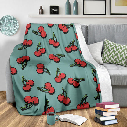 Cherry Pattern Print Design CH03 Fleece Blanket