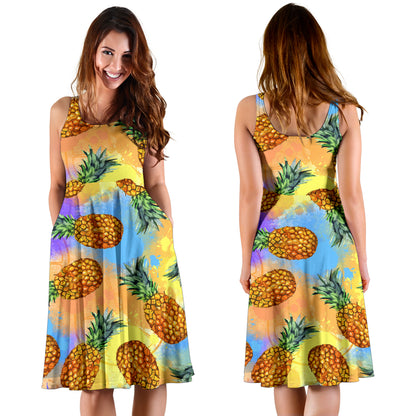 Pineapple Pattern Print Design PP09 Midi Dress