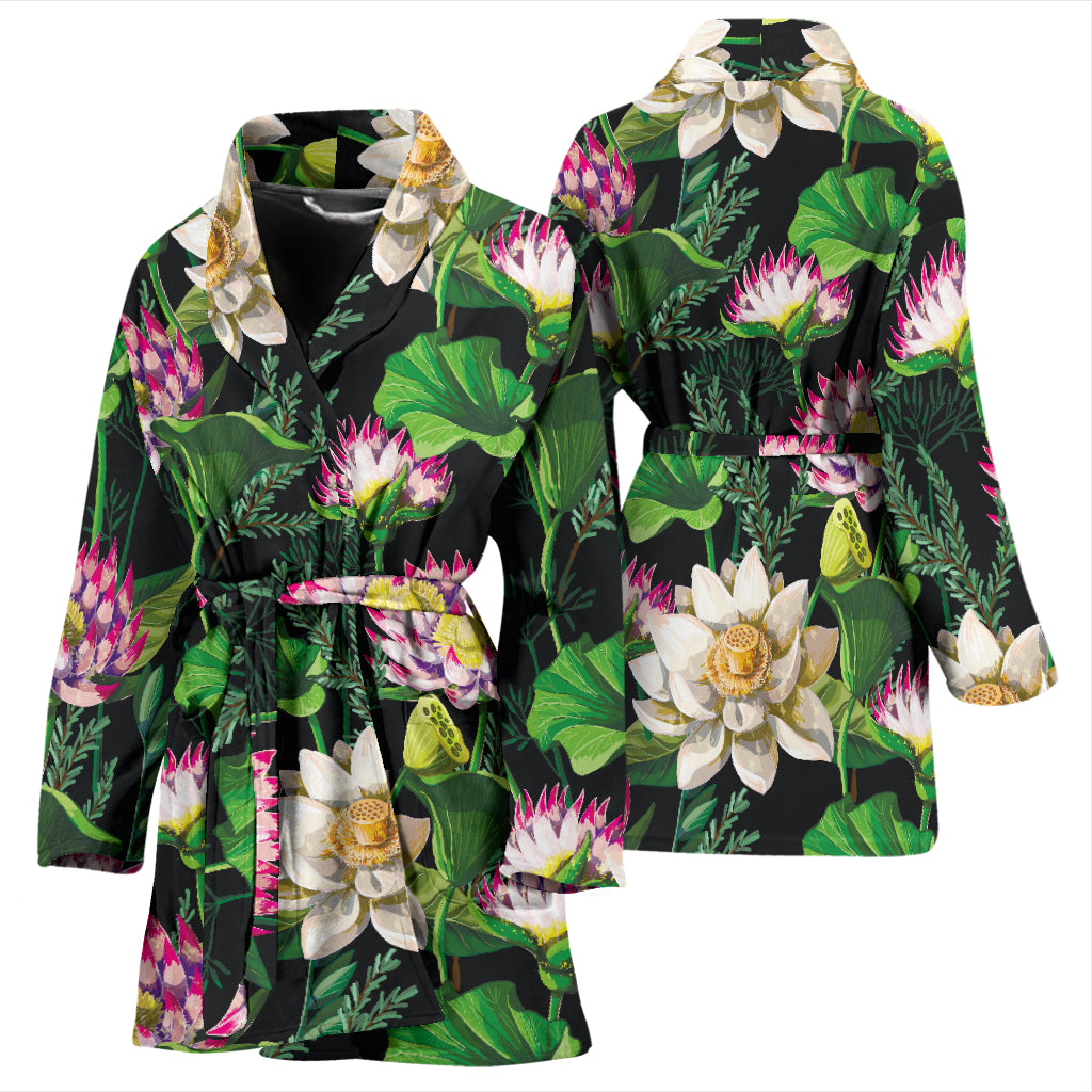 Water Lily Pattern Print Design WL010 Women Bathrobe