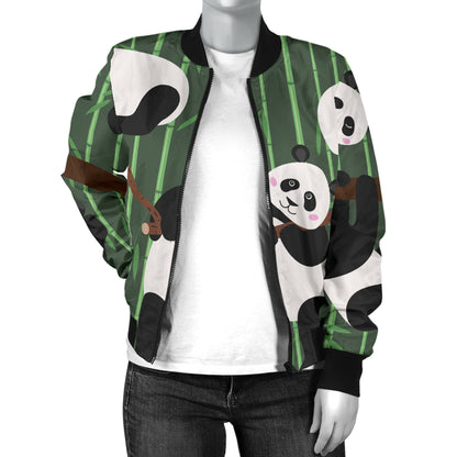 Panda Pattern Print Design A04 Women's Bomber Jacket