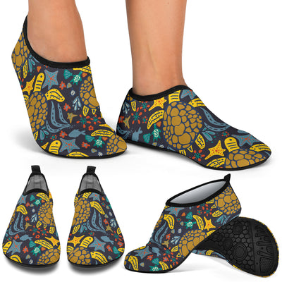 Sea Turtle Pattern Print Design T03 Aqua Water Shoes