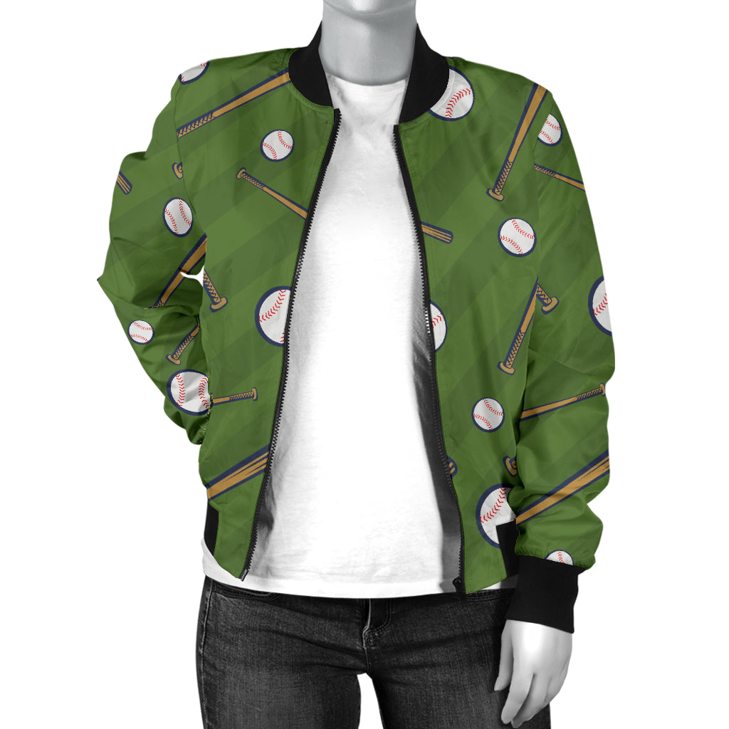 Baseball Pattern Print Design 02 Women's Bomber Jacket