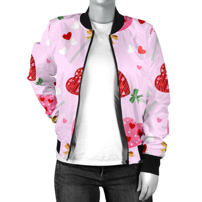Lollipop Pattern Print Design LL07 Women Bomber Jacket