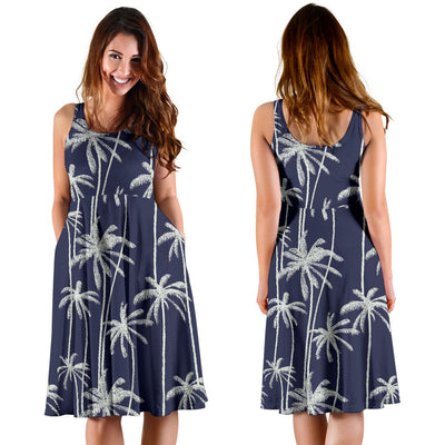 Palm Tree Pattern Print Design PT06 Midi Dress
