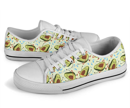 Avocado Pattern Print Design AC02 White Bottom Low Top Shoes
