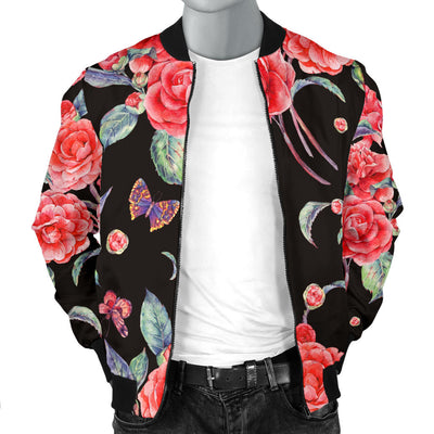 Camellia Pattern Print Design CM03 Men Bomber Jacket