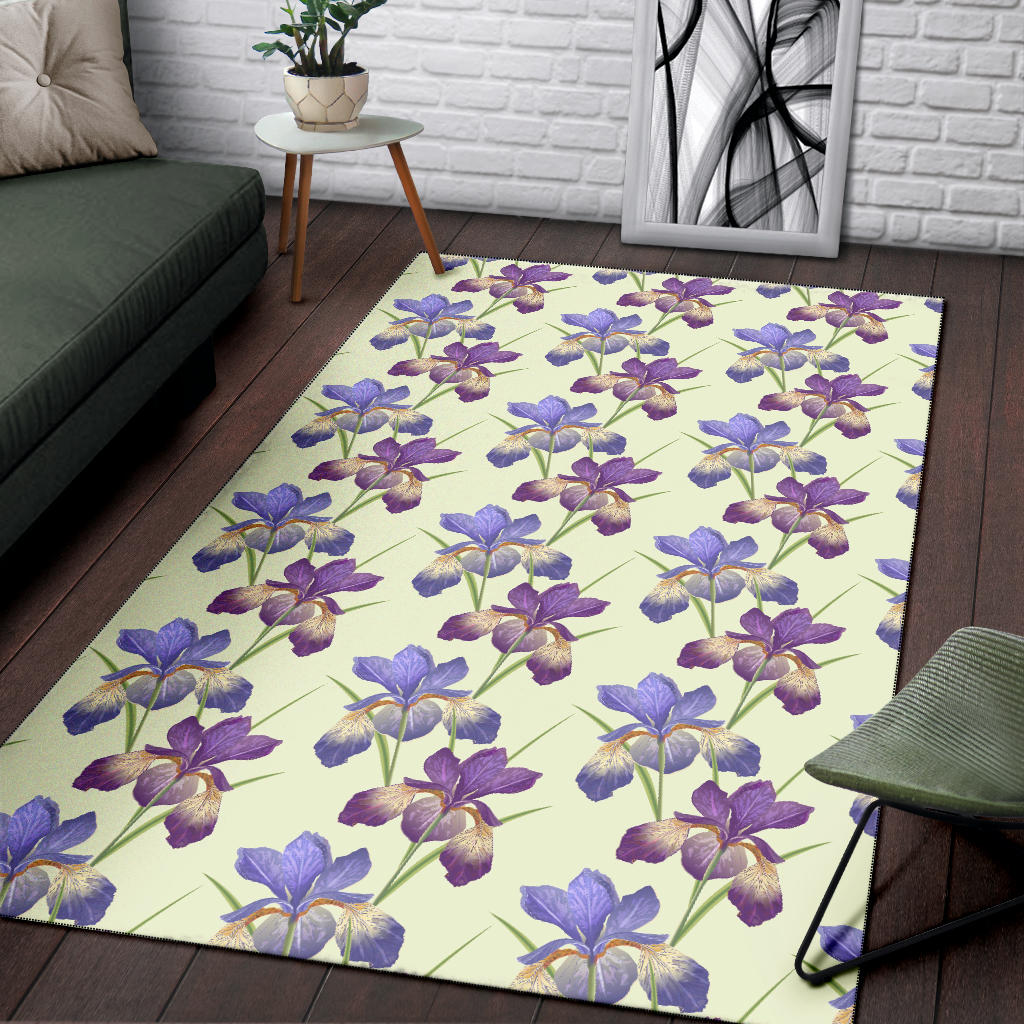 Iris Pattern Print Design IR08 Area Rugs