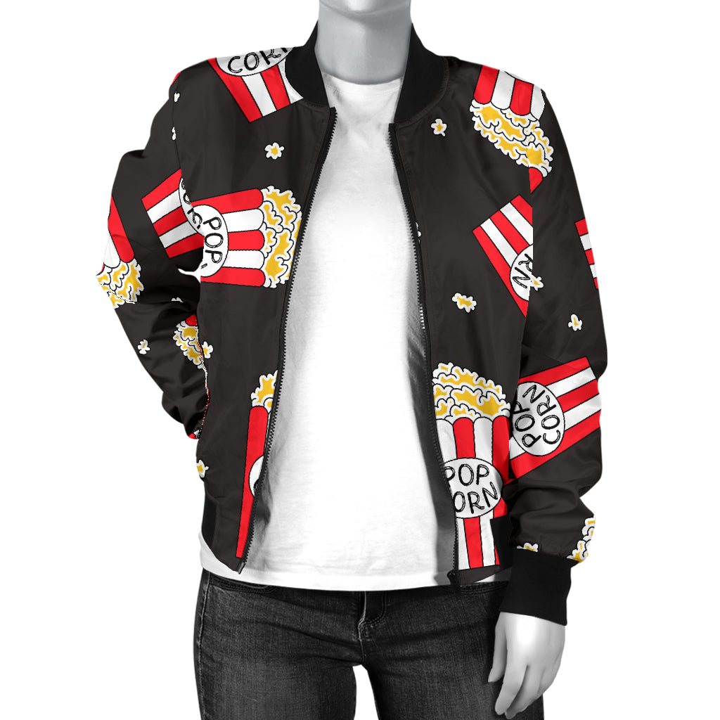 Popcorn Pattern Print Design A01 Women's Bomber Jacket