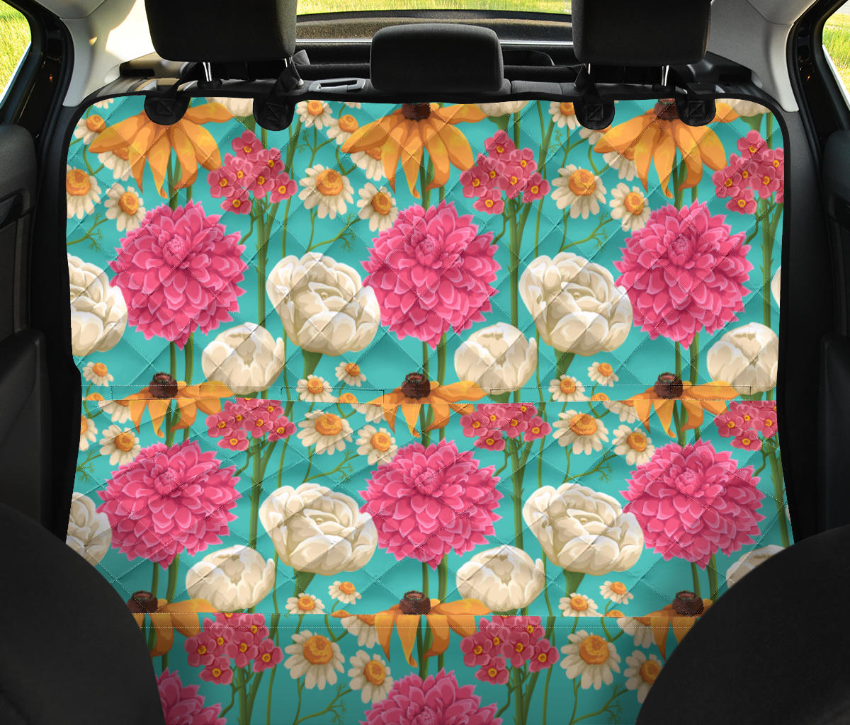Summer Floral Pattern Print Design SF07 Rear Dog  Seat Cover