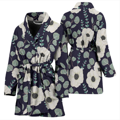 Anemone Pattern Print Design AM01 Women Bathrobe