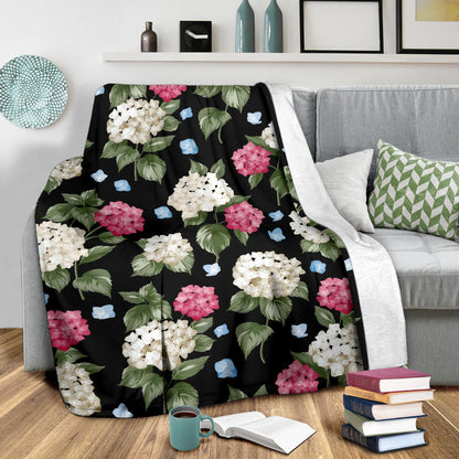 Hydrangea Pattern Print Design HD09 Fleece Blanket