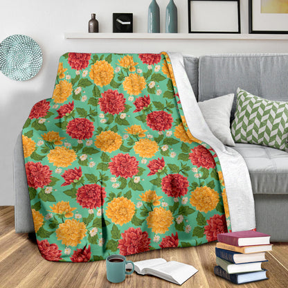 Dahlia Pattern Print Design DH011 Fleece Blanket