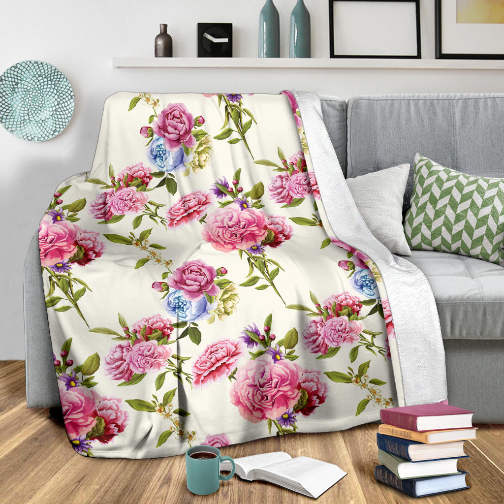 Carnations Pattern Print Design CN02 Fleece Blanket