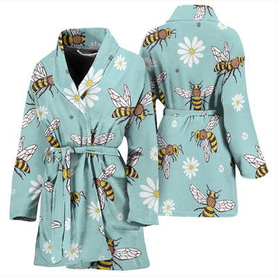 Bee Pattern Print Design BEE010 Women Bathrobe