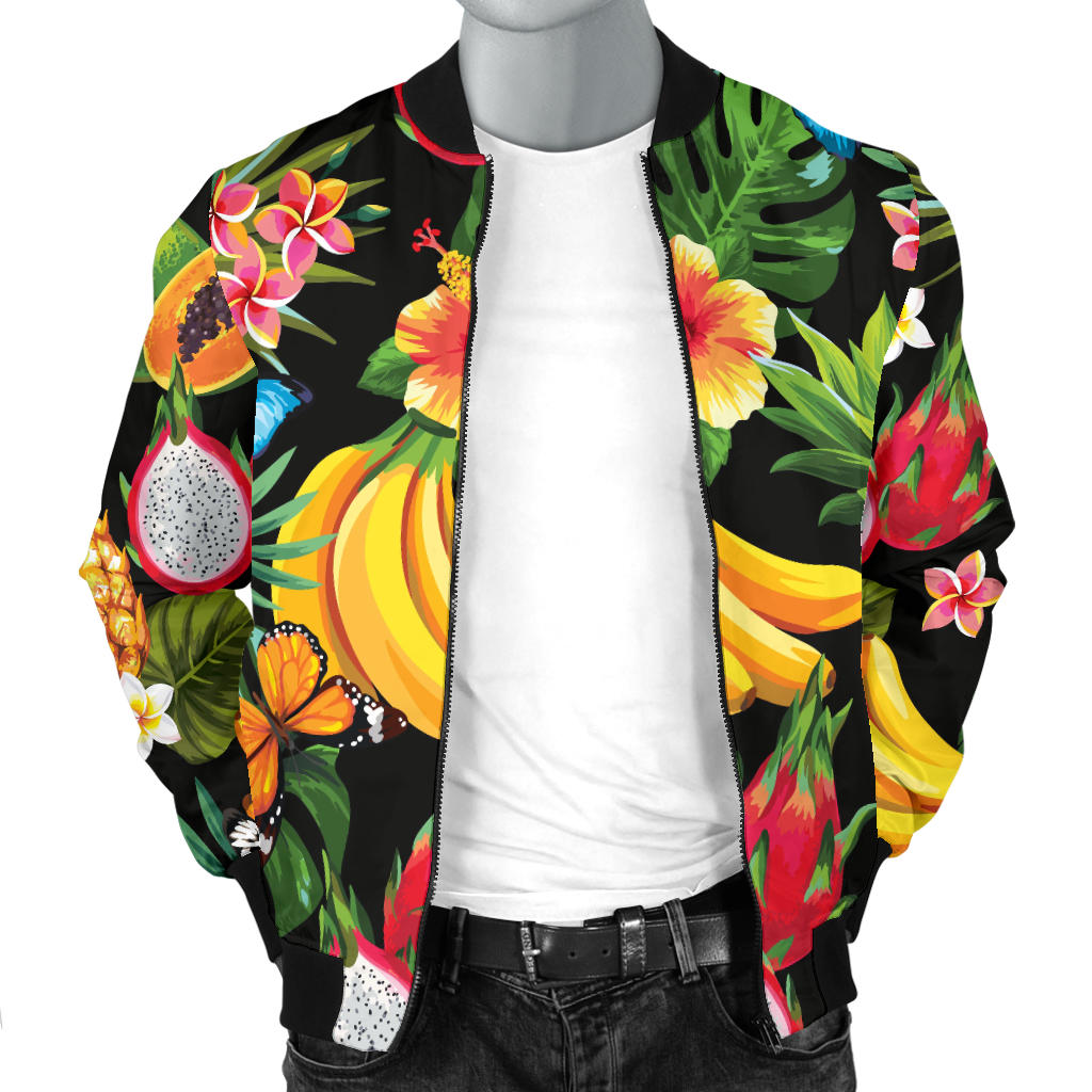 Tropical Fruits Pattern Print Design TF04 Men Bomber Jacket