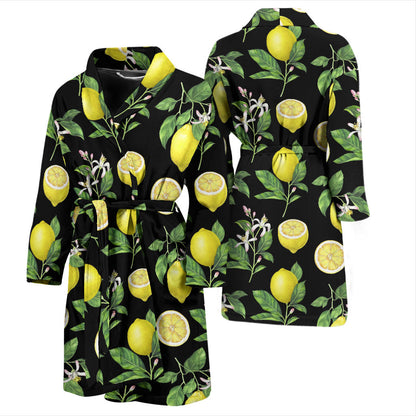 Lemon Pattern Print Design LM02 Men Bathrobe