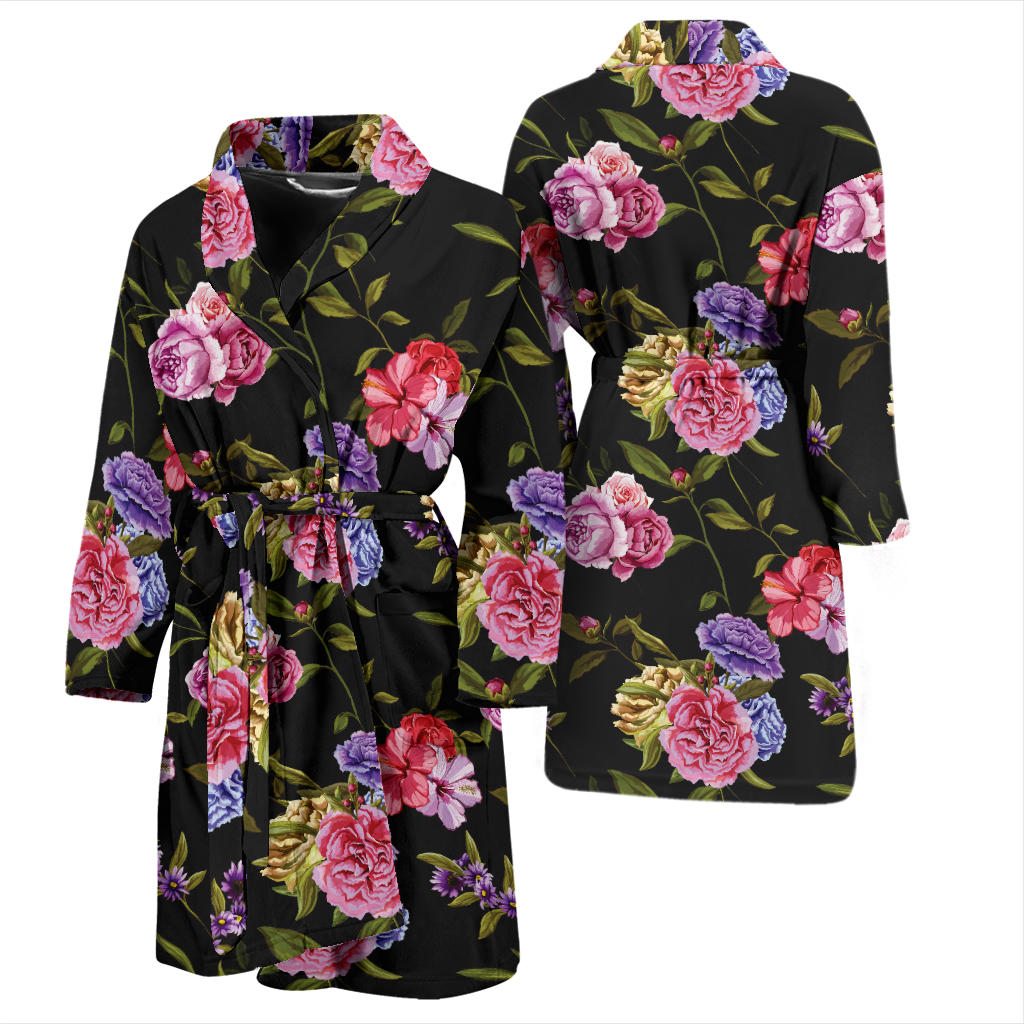 Carnations Pattern Print Design CN05 Men Bathrobe