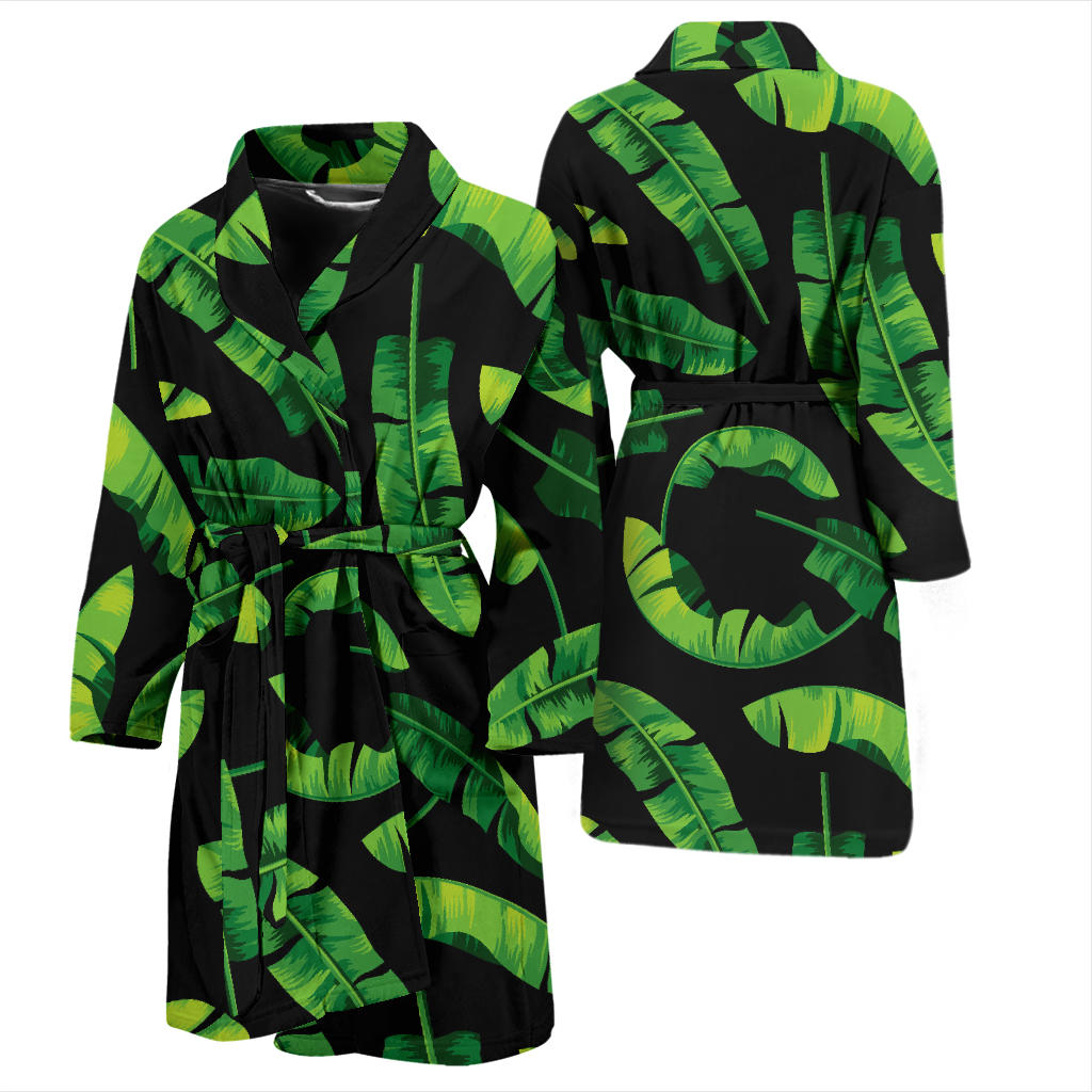 Banana Leaf Pattern Print Design BL02 Men Bathrobe