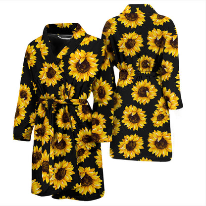 Sunflower Pattern Print Design SF05 Men Bathrobe