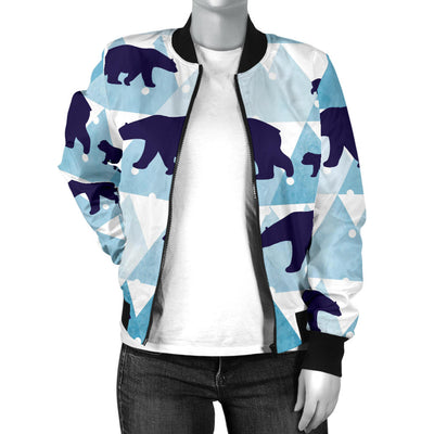 Bear Pattern Print Design BE01 Women Bomber Jacket