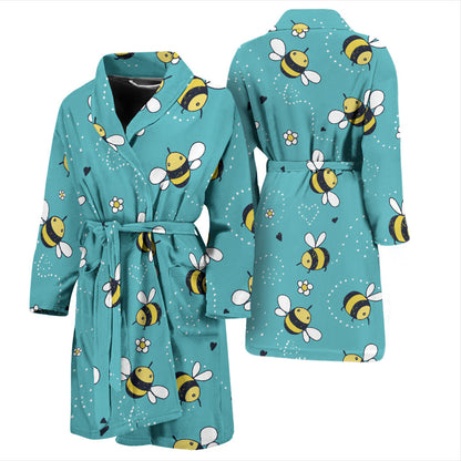 Bee Pattern Print Design BEE02 Men Bathrobe