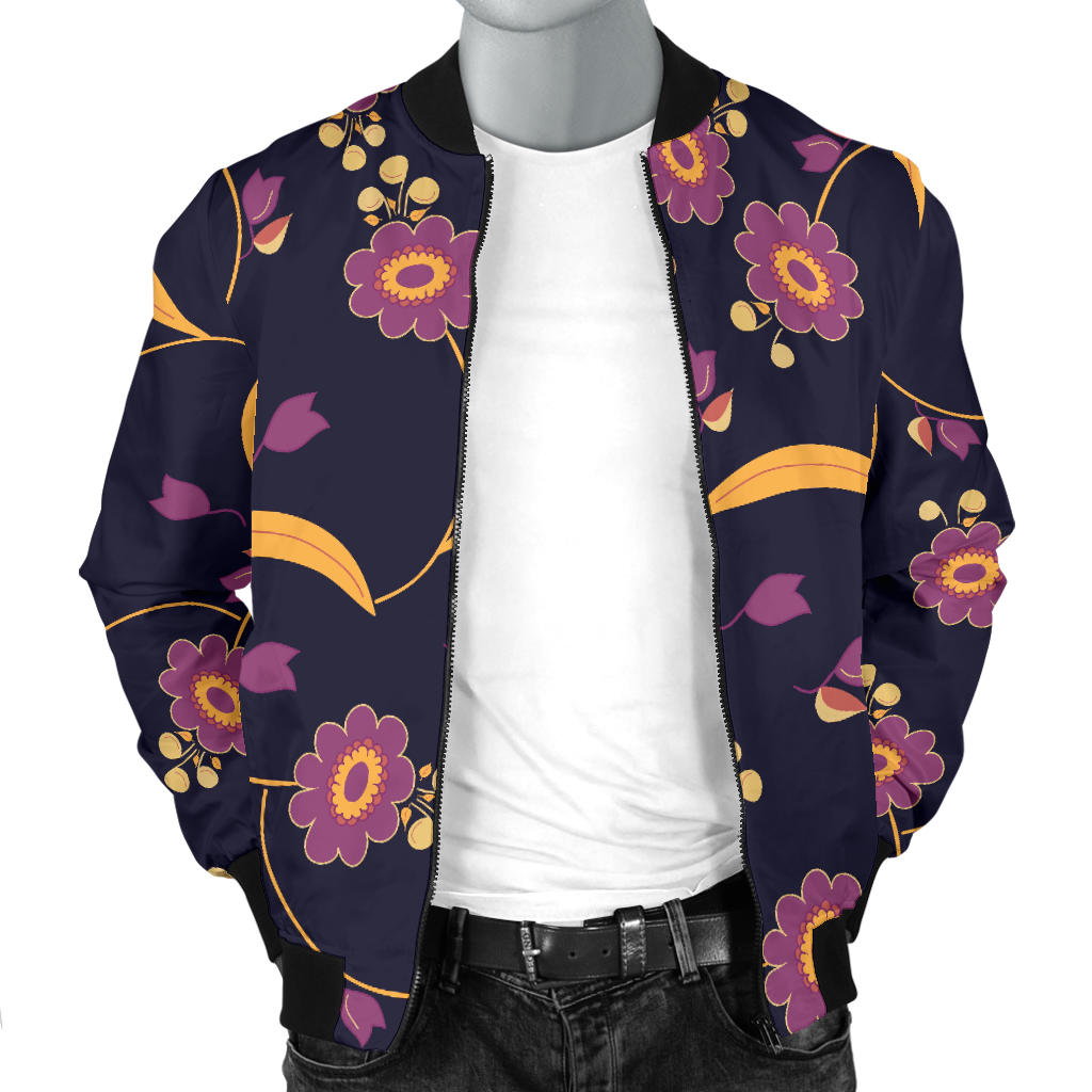 Anemone Pattern Print Design AM012 Men Bomber Jacket