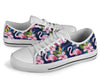 Flamingo Hibiscus Print White Bottom Low Top Shoes