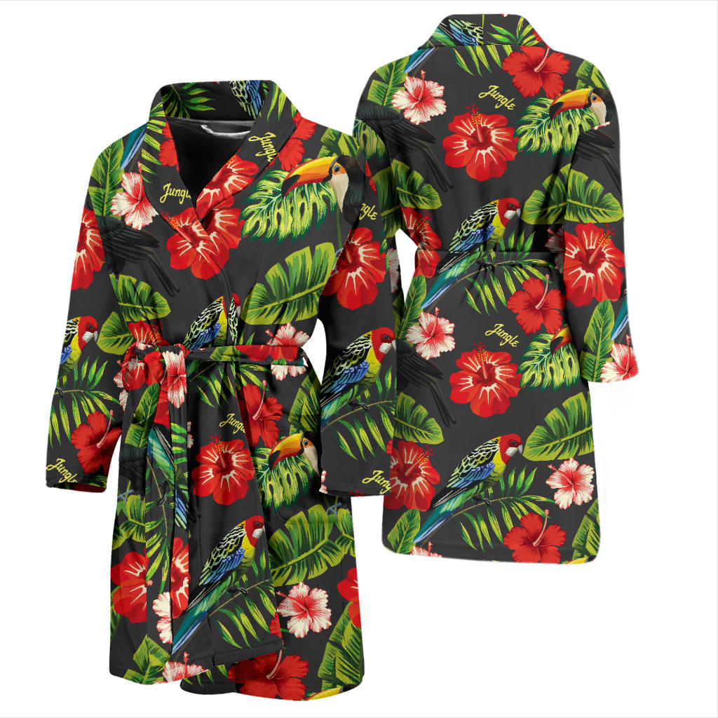 Tropical Flower Pattern Print Design TF04 Men Bathrobe