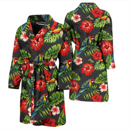 Tropical Flower Pattern Print Design TF04 Men Bathrobe