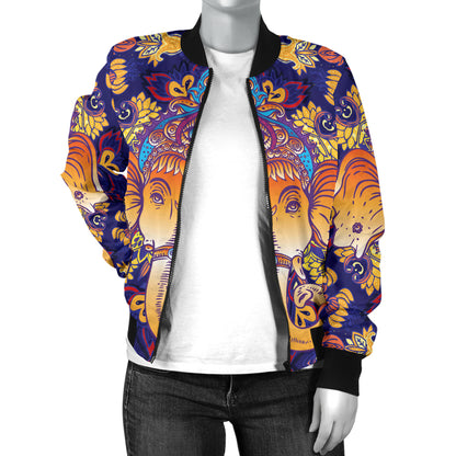 Ganesha Pattern Print Design 01 Women's Bomber Jacket