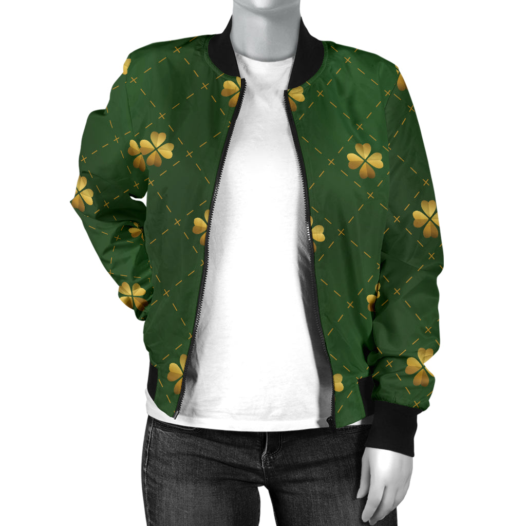 Clover Pattern Print Design 01 Women's Bomber Jacket