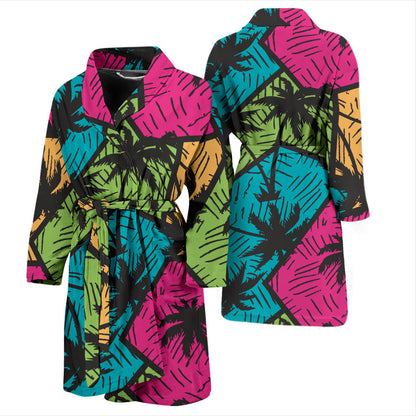 Palm Tree Pattern Print Design PT09 Men Bathrobe