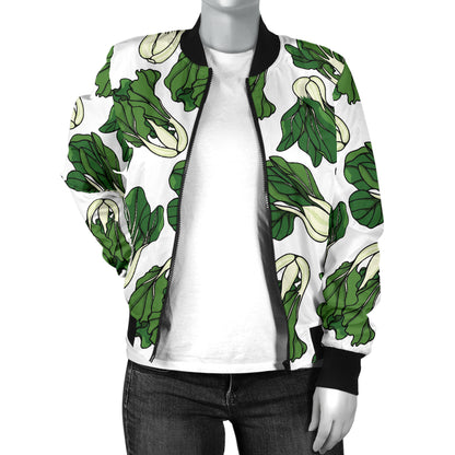 Bok Choy Pattern Print Design 02 Women's Bomber Jacket