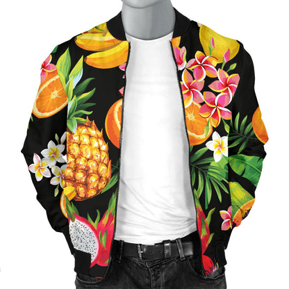 Tropical Fruits Pattern Print Design TF02 Men Bomber Jacket
