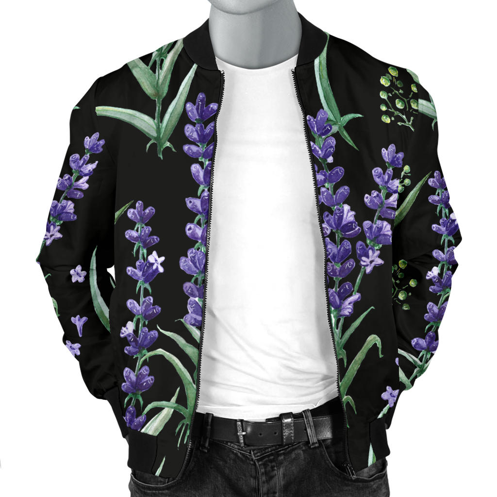 Lavender Pattern Print Design LV01 Men Bomber Jacket