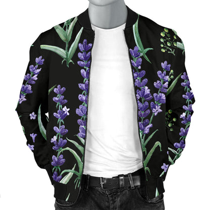 Lavender Pattern Print Design LV01 Men Bomber Jacket